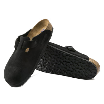 Birkenstock Boston Soft Footbed Narrow Sandals - Black Suede