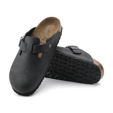 Birkenstock Boston Sandals - Black Oiled Leather