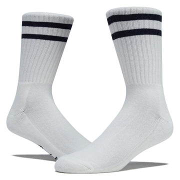 Bonfolk Retro Stripe Crew Socks - Cloud White/Navy