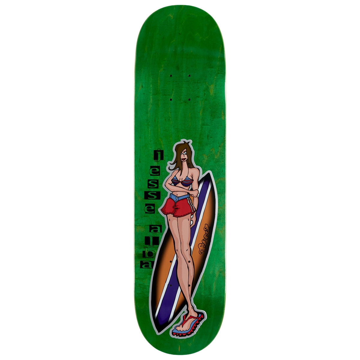 Frog Surfer Girl Jesse Alba Skateboard Deck - 8.25