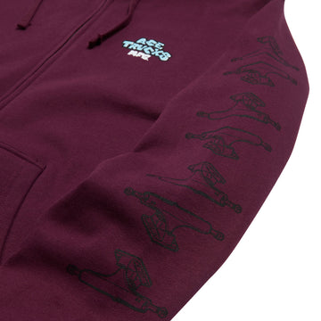 Ace Sketch Zip Hoodie - Maroon