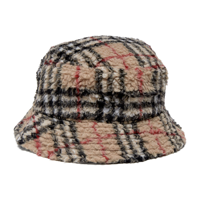 Corduroy Fleece Bucket Hat - Plaid