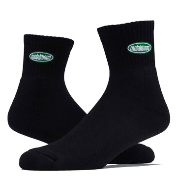 Metalwood Oval Logo Quarter Socks - Black