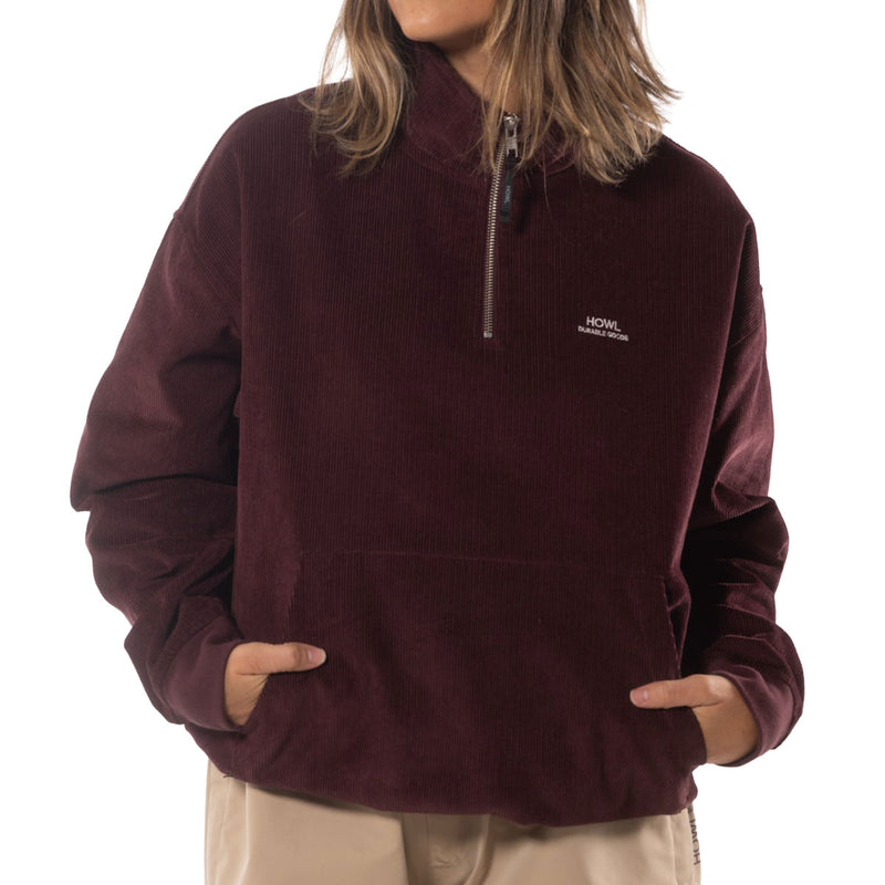 Howl Corduroy Half Zip Jacket - Burgundy