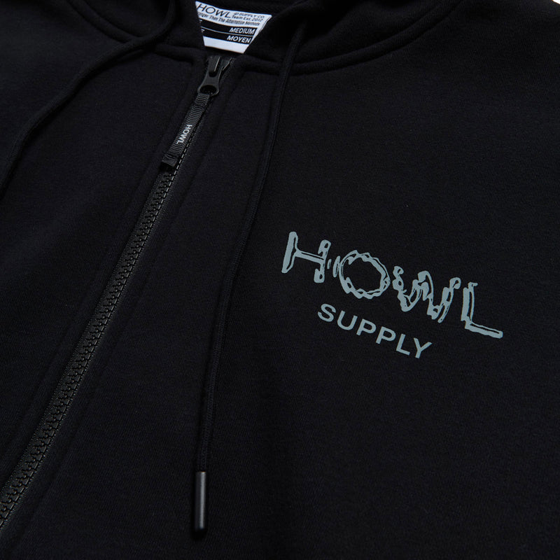 Howl DWR Zip Up Hoodie - Black