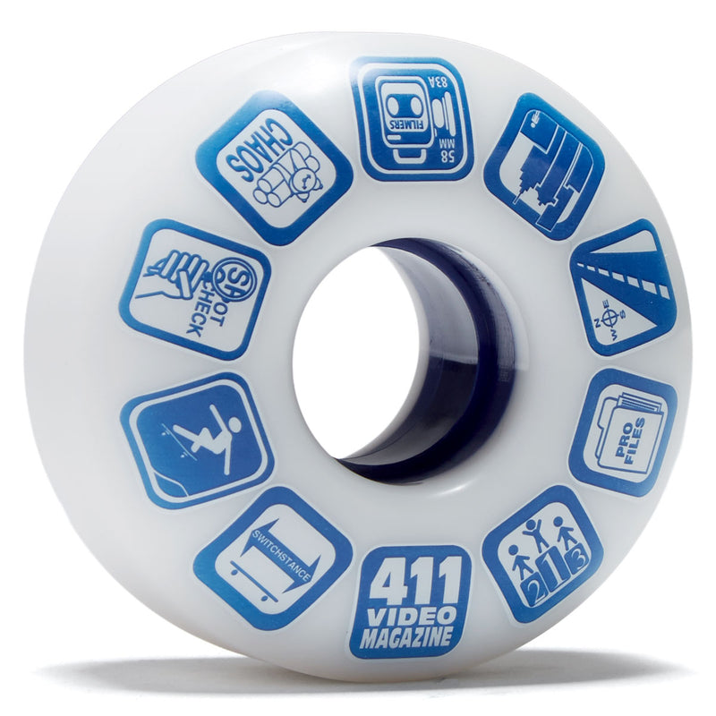 411 Filmer 83a Skateboard Wheels - White - 58mm