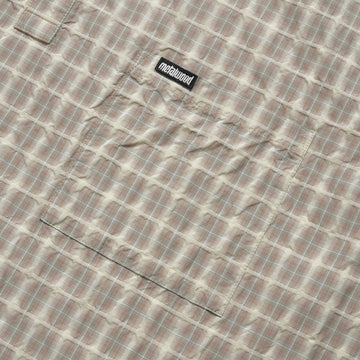 Metalwood Oversized Snap Top Polo Shirt - Tan Plaid