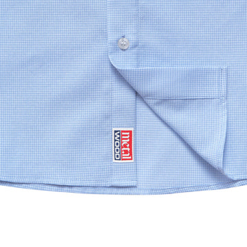 Metalwood Micro Grid Oversized Button Up Shirt - Sky