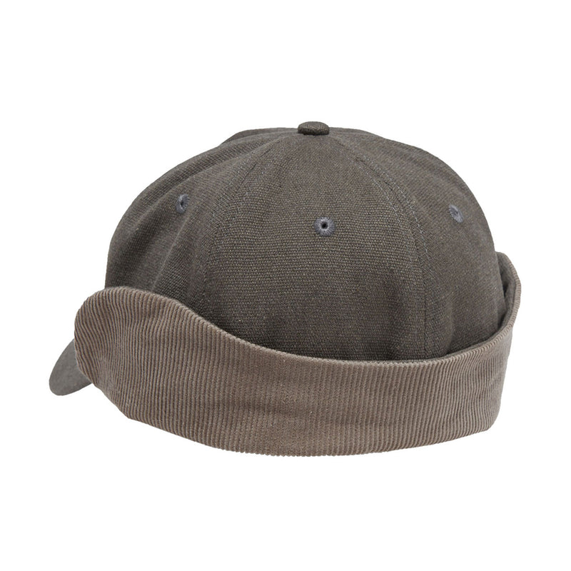 Autumn Washed Canvas Flap Hat - Pebble