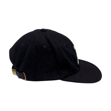 Autumn Wool Six Panel Strapback Hat - Black