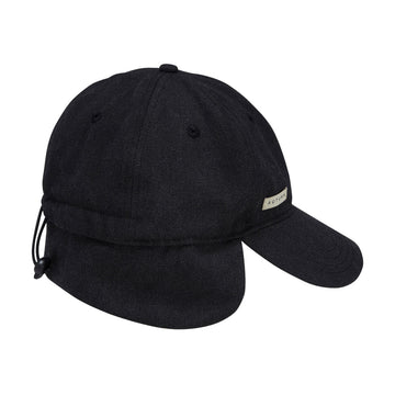 Autumn Washed Canvas Flap Hat - Black
