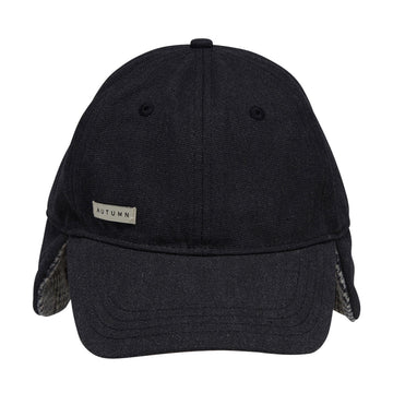 Autumn Washed Canvas Flap Hat - Black