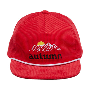 Autumn Cord 5 Panel Mesh Hat - Red