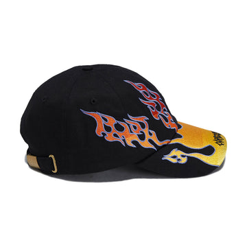 Corduroy Flames Strapback Hat - Black