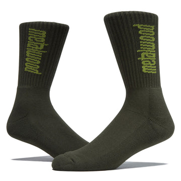 Metalwood Logo Crew Socks - Olive