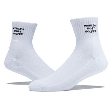 Metalwood World's Most Golfer Quarter Socks - White