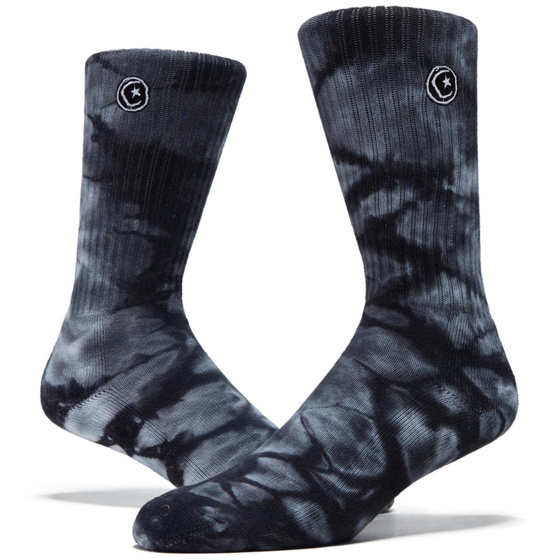 Foundation Star And Moon Tye Dye Socks - Black/White