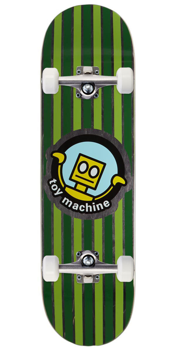 Toy Machine Robot Stripes Skateboard Complete - Green - 8.75