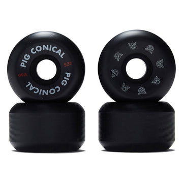 Pig Conical 99a Skateboard Wheels - Black - 53mm