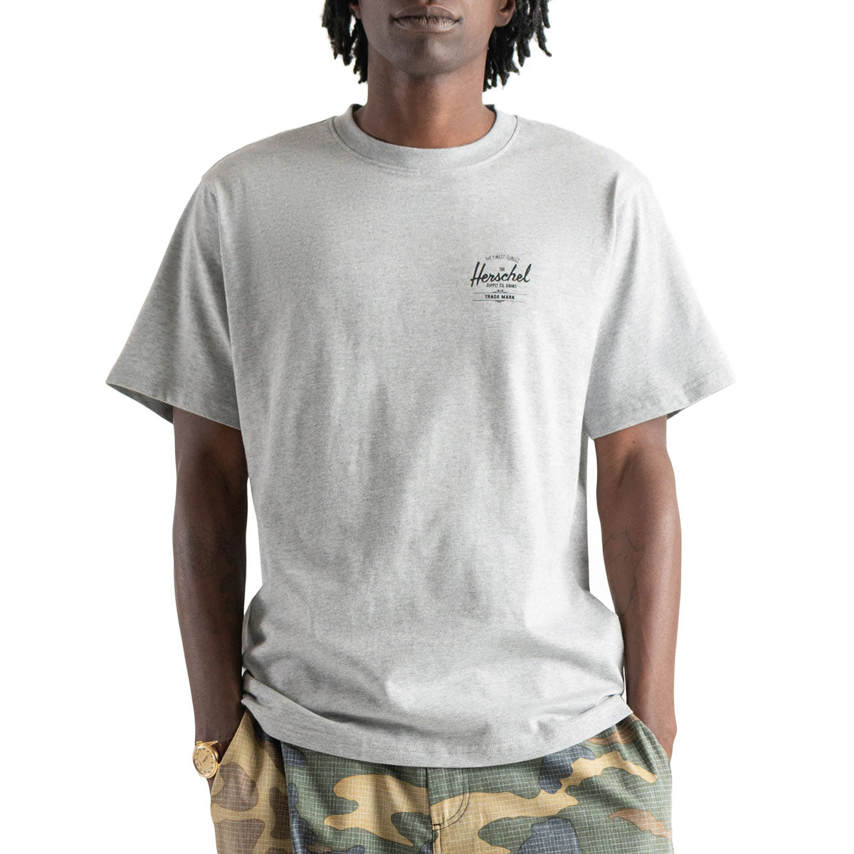 Herschel Supply Basic T-Shirt - Heather Light Grey/Black image 2
