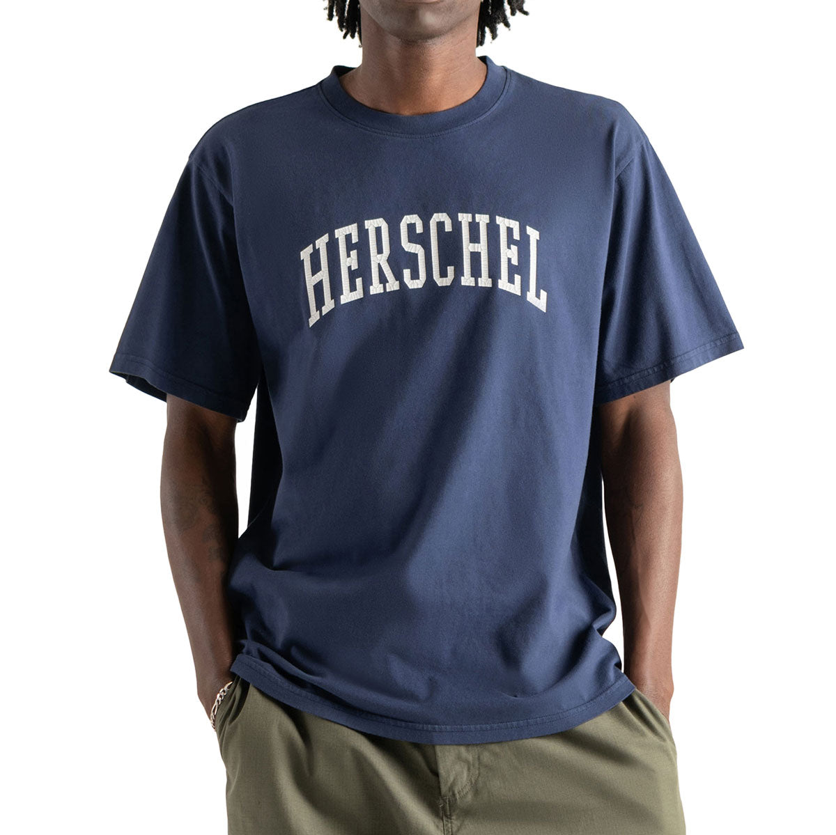 Herschel Supply Faculty T-Shirt - Dark Navy/Blanc De Blanc image 2