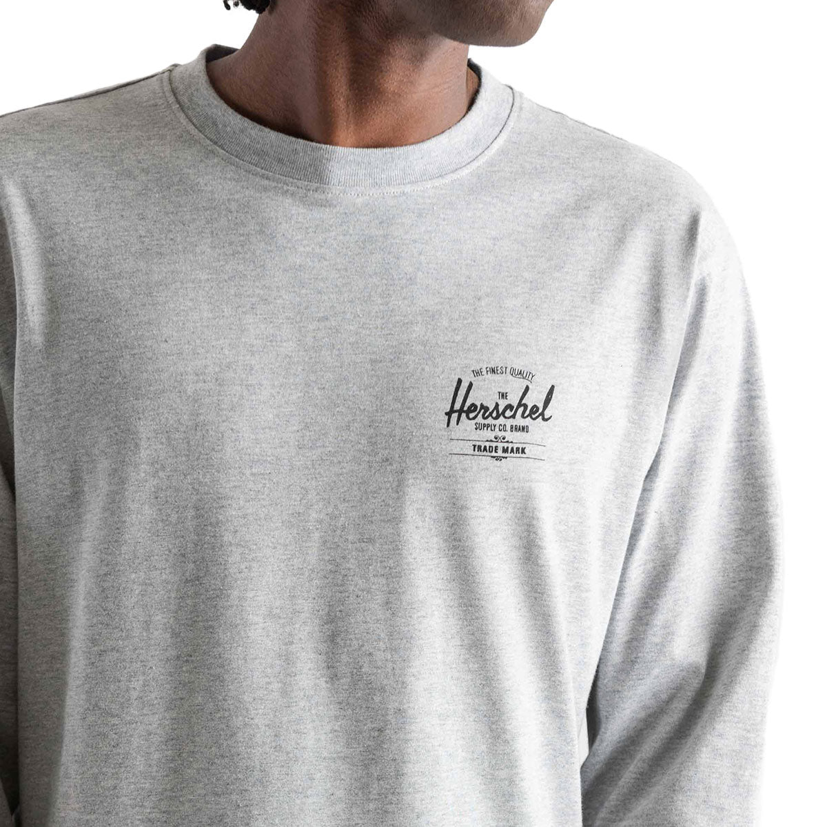 Herschel Supply Basic Long Sleeve T-Shirt - Heather Light Grey/Black image 3