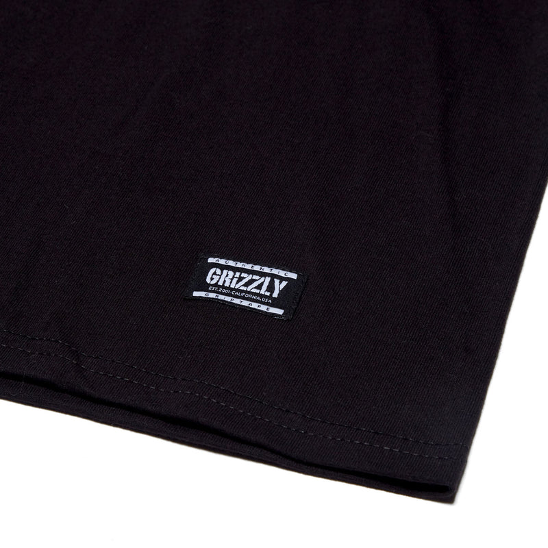 Grizzly Embroidered OG Bear T-Shirt - Black/White