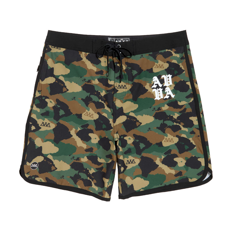 AVVA Ku Camo 19 Boardshorts - Olive