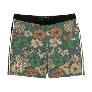 AVVA Sketch Hibiscus 19 Boardshorts - Olive