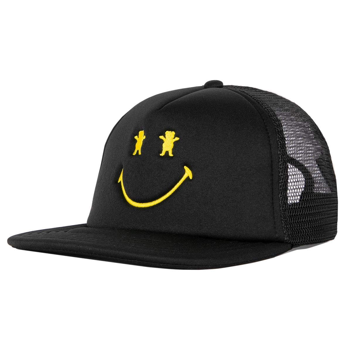 Grizzly x Smiley World Big Smile Trucker Snapback Hat - Black image 1