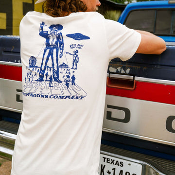Sendero Cowboy Lift Off T-Shirt - Vintage White/Navy
