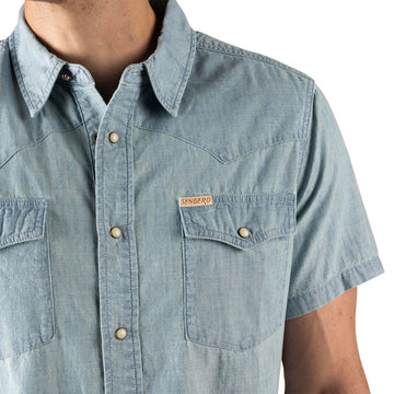 Sendero The Wyatt Pearl Snap Denim Shirt - Washed Indigo Chambray