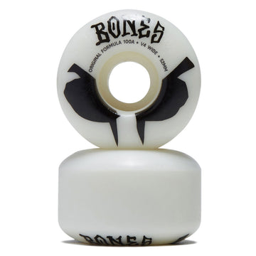 Bones 100s Wides 100a V4 Wide Skateboard Wheels - White 2026 - 52mm