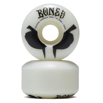 Bones 100s Wides 100a V4 Wide Skateboard Wheels - White 2026 - 53mm