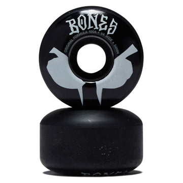 Bones 100s Wides 100a V4 Wide Skateboard Wheels - Black 2026 - 54mm