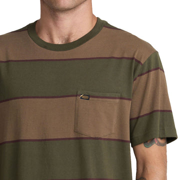 RVCA Dayshift Stripe Pocket T-Shirt - Fatigue