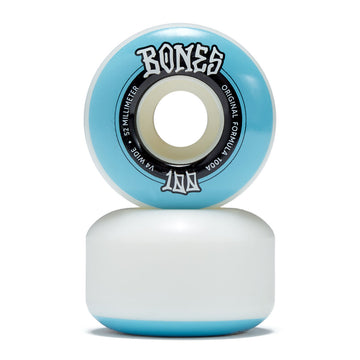 Bones 100s Wides 100a V4 Wide Skateboard Wheels - White - 52mm