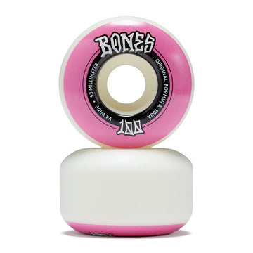 Bones 100s Wides 100a V4 Wide Skateboard Wheels - White - 53mm