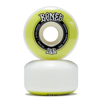 Bones 100s Wides 100a V4 Wide Skateboard Wheels - White - 54mm