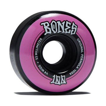 Bones 100s Wides 100a V4 Wide Skateboard Wheels - Black - 53mm