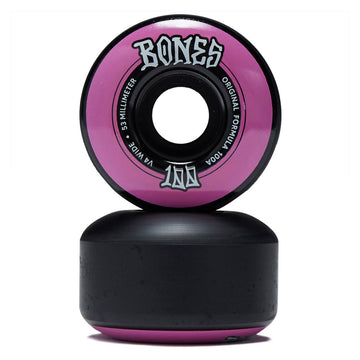 Bones 100s Wides 100a V4 Wide Skateboard Wheels - Black - 53mm