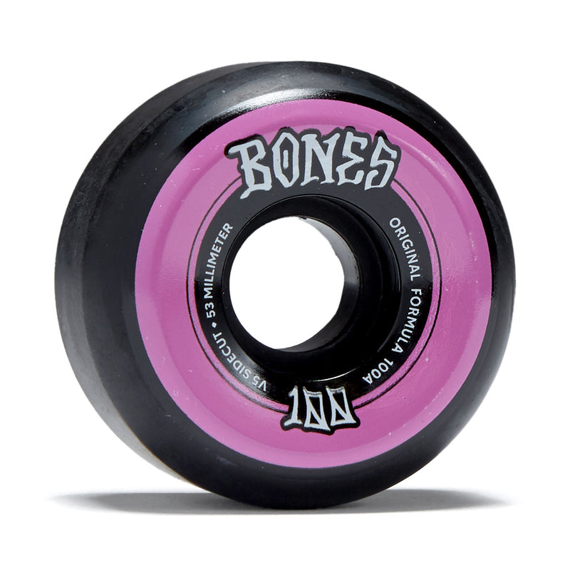 Bones 100s Sidecuts 100a V5 Sidecut Skateboard Wheels - Black - 53mm