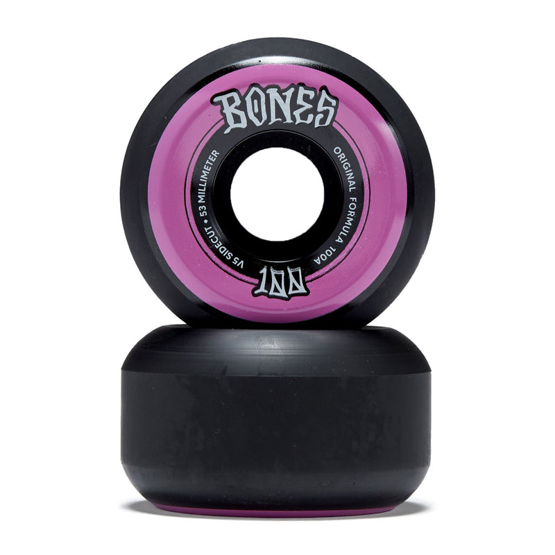 Bones 100s Sidecuts 100a V5 Sidecut Skateboard Wheels - Black - 53mm