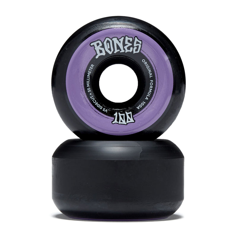 Bones 100s Sidecuts 100a V5 Sidecut Skateboard Wheels - Black - 55mm