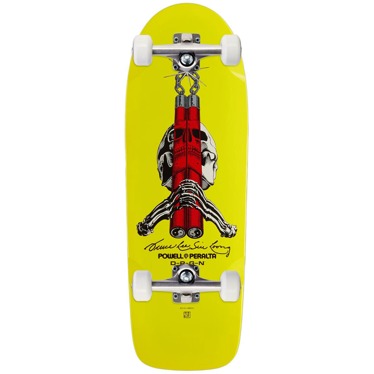 Powell-Peralta Bruce Lee Skull And Numchucks Skateboard Complete - Yellow - 10.00