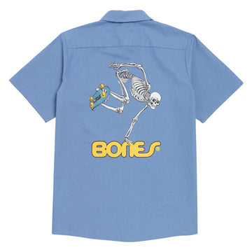 Powell-Peralta Skateboard Skeleton Work Shirt - Postal Blue