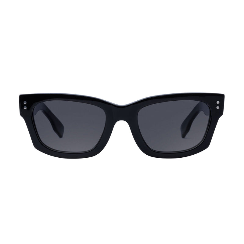 Decade Milton 60s Sunglasses - Gloss Black Acetate/Grey Tac Polarized