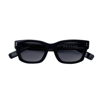 Decade Milton 60s Sunglasses - Gloss Black Acetate/Grey Tac Polarized