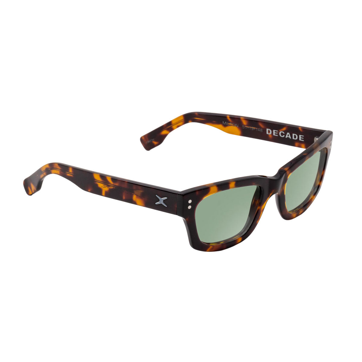 Decade Milton 60s Sunglasses - Gloss Black Acetate/Grey Tac