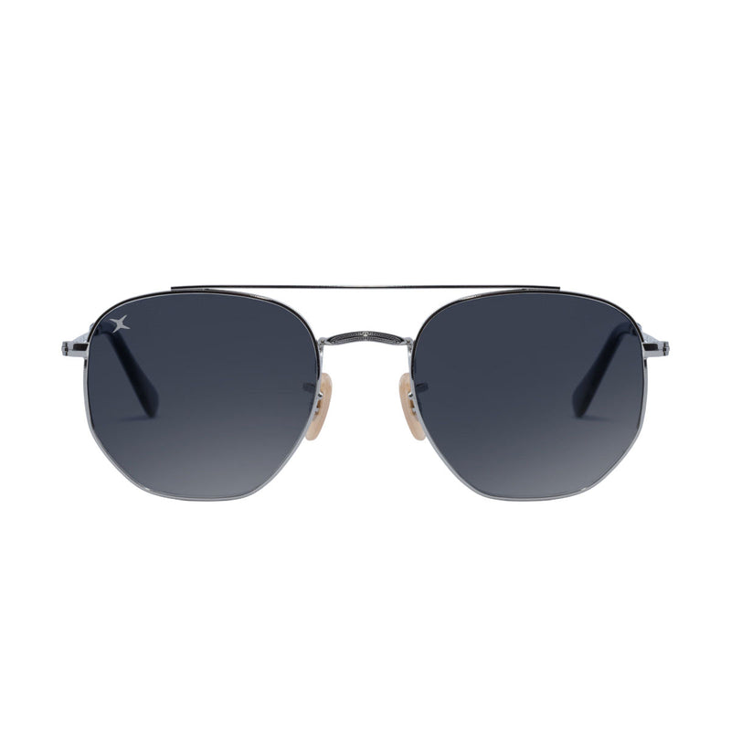 Decade Jones 70s Sunglasses - Shiny Silver Stainless Steel/Silver Revo CR39